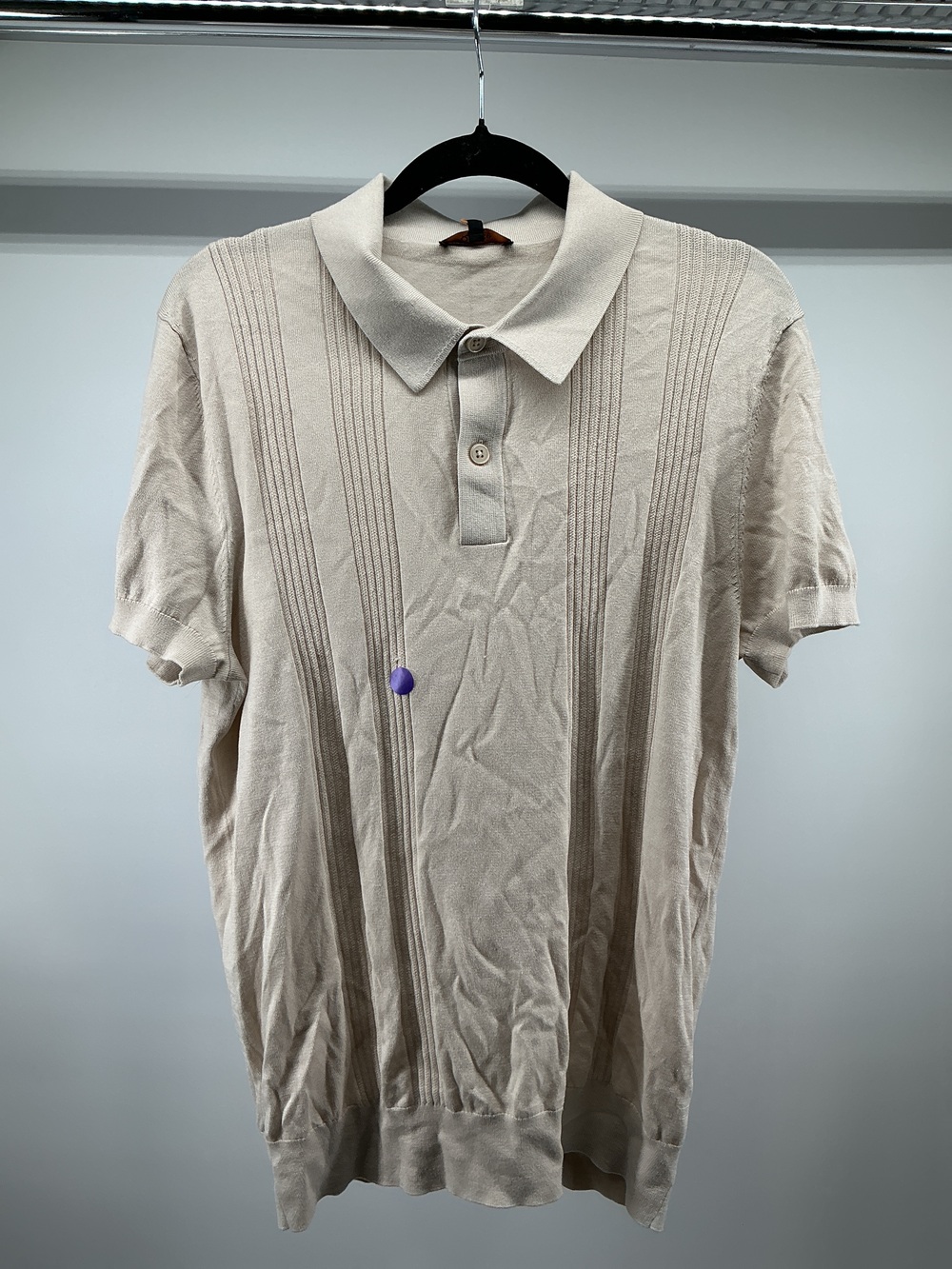 Cotton-Silk Ribbed Short Sleeve Sweater Polo